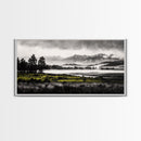 Foggy Forest, Mountain Landscape, Monochrome Wall Art, Framed Canvas Print, Modern Home Decor, Living Room Artwork, Nature Print