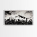 Mountain Landscape, Black and White, Framed Canvas Print, Nature Wall Art, Rustic Home Decor, Modern Farmhouse, Large Wall Art