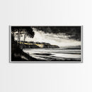 Black White, Coastal Cliffs, Seascape, Large Canvas Print, Ocean Wall Art, Modern Landscape, Minimalist Painting, Nautical Home Decor