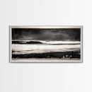 Stormy Ocean Wave, Black and White Seascape, Coastal Wall Art, Nautical Decor, Minimalist Artwork, Beach House Vibes, Framed Canvas Print