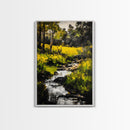 Stream Forest, Impressionist, Framed Canvas Print, Nature Wall Art, Greenery Landscape, Relaxing Home Art, Living Room Decor, Country Style