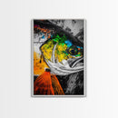 Vibrant Fish Art, Abstract Ocean Decor, Blue Yellow Green, Coastal Wall Art, Nautical Home Decor, Beach House Art, Framed Canvas Print