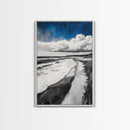 Sandy Path, Tranquil Beach Wall Art, Minimalist Coastal Home Decor, Nature Landscape Print, Ocean Retreat, Framed Canvas Print