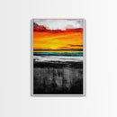 Sunset Reflection, Dramatic Skies, Ocean Scene, Framed Canvas Print, Vibrant Seascape, Living Room Wall Art, Fall Painting, Coastal Decor