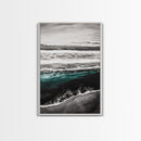 Monochrome Ocean Print, Coastal Wave Seascape, Nautical Wall Decor, Black and White Wall Art, Beach House Art, Framed Canvas Print