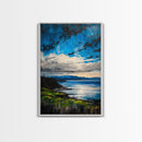 Mountain Lake Art, Nature Print, Landscape Decor, Tranquil Water View, Living Room Wall Art, Cabin Aesthetic, Framed Canvas Print