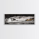 Frozen Cave, Monochrome Landscape, Framed Canvas Print, Winter Wall Art, Dramatic Nature Scene, Home Office Decor, Unique Black and White Art