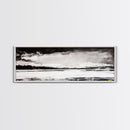 Snowy Lake Scene, Minimalist Landscape, Framed Canvas Print, Winter Wall Art, Serene Home Decor, Modern Office Art, Monochrome Nature Painting