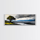 Stormy Landscape, Dramatic Tree Art, Coastal Wall Art, Nature Inspired Decor, Framed Canvas Print, Living Room Art, Moody Wall Art, Blue Tones
