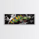 Colorful Snake, Psychedelic Reptile Art, Nature Painting, Wildlife Print, Vibrant Scales, Unique Wall Decor, Framed Canvas Print