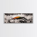Crashing Waves, Lobster Art, Coastal Abstract, Canvas Print, Nautical Home Decor, Seafood Kitchen Art, Beach House Wall Art
