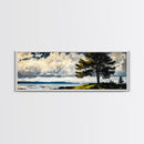 Scenic Tree, Nature Landscape Painting, Coastal Art Print, Living Room Wall Art, Tranquil Home Decor, Framed Canvas Print, Gift Idea