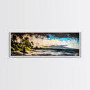 Surfer, Tropical Beach, Ocean, Sunset, Framed Canvas Print, Large Wall Art, Coastal Decor, Beach House, Modern Art, Living Room Wall Art