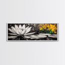 Lotus Flower, Zen Wall Art, Minimalist Decor, Canvas Print, Black and White Botanical Art, Spa Room Decor, Meditation Space, Modern Artwork