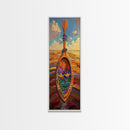 Oar, Flowers, Sea, Paddle - Framed Canvas Print, Coastal Boho Art, Colorful Nautical Decor, Beach House Wall Art, Hallway Canvas Piece