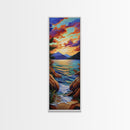 Sunset Lake, Vibrant Sky, Mountain View, Tranquil Nature Scene, Framed Canvas Print, Rustic Cabin Wall Art, Peaceful Decor