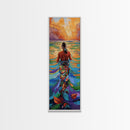 Woman Water, Sunset, Canvas Print, Bohemian Abstract Wall Art, Feminine Bedroom Decor, Sunset Painting, Vibrant Beach Vibes