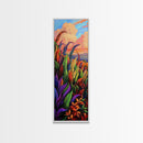 Leaves Sunset, Fall, Nature, Canvas Print, Autumn Wall Art, Colorful Landscape Decor, Cozy Living Room Accent, Botanical Fall Painting