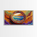 Ocean Portal View, Nautical Fantasy Frame, Abstract Beach Art, Canvas Print, Eclectic Living Room Decor, Surreal Coastal Artwork