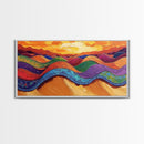 Desert Hills, Color Layers, Sunset Sky, Canvas Print, Boho Abstract Wall Art, Eclectic Bedroom Print, Vibrant Hallway Decor