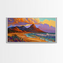 Mountain Desert, Beach, Sunset, Vibrant Desert Mountain Canvas Print, Colorful Southwest Wall Art, Living Room Fall Landscape