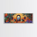 Spanish Courtyard Art, Terracotta Walls, Framed Canvas Print, Vibrant Southwest Decor, Patio Wall Art, Mediterranean Boho Style