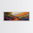 Vibrant Desert Path, Bold Landscape Painting, Agave and Sunset View, Framed Canvas Print, Southwest Kitchen or Hallway Wall Art