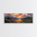 Sunset River, Nature Glow, Autumn Lake, Canvas Print, colorful sunset landscape, rustic mountain scene, Fall decor, cabin wall art