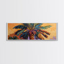 Tropical Palm Tree, Sunset Silhouette, Paradise Vibe, Framed Canvas Print, Beachy Living Room Wall Art, Island Boho Decor, Summer Style