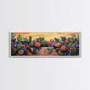 Cactus Garden Bloom, Southwest Succulent Art, Bright Floral Desert Scene, Framed Canvas Print, Kitchen Wall Art, Boho Botanical Decor