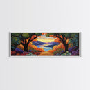 Autumn Lake View, Forest Path, Mountain Vibe, Framed Canvas Print, Fall Wall Art, Boho Landscape, Cozy Living Room Decor