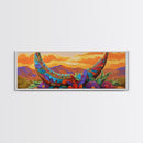 Crescent Moon, Floral Sunset, Western Vibes, Framed Canvas Print, Desert Boho Wall Art, Living Room Decor, Whimsical Southwestern Art