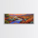 Autumn River Landscape, Colorful Nature Scene, Southwest Wall Art, Framed Canvas Print, Fall Living Room Decor, Warm Tones