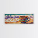 Beach Mug, Coastal Cup, Ocean Waves, Canvas Print, Beach Kitchen Art, Tropical Vibe, Boho Beach House, Nautical Wall Decor