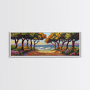 Coastal Trees, Ocean View, Beach Path, Vibrant Foliage, Framed Canvas Print, beach house decor, nature wall art, coastal living room style