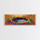 Autumn Oasis, Colorful Pond, Nature Fantasy, Framed Canvas Print, Fall Wall Art, Botanical Bedroom Decor, Vibrant Landscape Painting