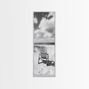 Ocean View Chair, Sandy Dunes, Seaside Retreat, Minimalist Beach, Calm Vibes, Framed Canvas Print, Bedroom Wall Art, Coastal Cottage Style