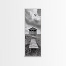 Rustic Cabin, Country Path, Prairie Landscape, Black and White Photo, Framed Canvas Print, Farmhouse Wall Art, Autumn Decor, Nature Style