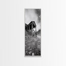 Abandoned Mine, Wooden Structure, Desert Scene, Western Vibes, Black and White Canvas Print, Industrial Rustic Living Room Wall Art
