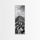 Rocky Jetty, Ocean Horizon, Black and White Seascape, Minimalist Nature, Canvas Print, Neutral Wall Decor, Office Wall Art, Hallway Decor