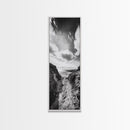 Cliffside Horizon, Beach Escape, Black and White Nature, Framed Canvas Print, Coastal Wall Art, Entryway Decor, Minimalist Aesthetic
