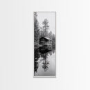 Cabin Reflection, Still Water, Forest Escape, Nature Retreat Art, Framed Canvas Print, Lakehouse Decor, Fall Cabin Scene, Cozy Rustic Wall Art