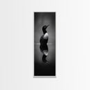 Reflected Loon, Lake Silence, Bird Mirror, Wildlife Art, Moody Black White Framed Canvas Print, Study Nature Wall Decor Minimalist Style