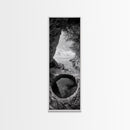 Ocean Cave, Coastal View, Natural Tide Pool, Canvas Print, Bathroom Wall Art, Seaside Decor, Minimalist Landscape, Black and White Art