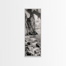 Coastal Cliffside, Seaside Rock Wall, Ocean Wilderness, Canvas Print, Rustic Beach House Art, Adventure Decor, Nature Photography