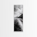 Boat Wake Lines, Alpine Coast, Moody Waters, Canvas Print, Minimalist Lake Art, Office Wall Decor, Modern Nautical Landscape Style