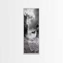 Wave Crash Rocks, Ocean Drama Scene, Moody Beach Photography, Coastal Kitchen Decor, Framed Canvas Print, Nautical Wall Art