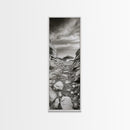 Rocky Coast Path, Serene Ocean View, Minimalist Nature, Framed Canvas Print, Neutral Tones, Beach Art, Hallway Wall Decor, Coastal Home Vibe