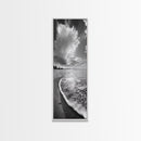 Morning Beach, Shoreline Foam, Coastal Tranquility, Sunrise Horizon, Canvas Print, Beach Wall Art, Bathroom Decor, Seaside Vibes