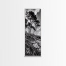 Windy Pines, Cliff Edge, Tree Silhouettes, Canvas Print, Moody Forest Photography, Rustic Cabin Wall Art, Autumn Living Room Decor